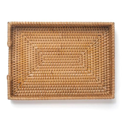 Rattan Letter Tray, Wicker Desk Tray, Woven Desk Organizer, A4 Paper, Document, File, Mail, Magazine Storage Basket for Office, Classroom, Home Desktop