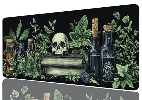 SkullPotion Mouse Pad Large Dark Academia Potion Herb Botanical Witchcraft XL Mouse Pad Large Mousepad Extended Laptop Keyboard Mat Gaming Desk Pad Mouse Mat 31.5x11.8 Inch - color: SkullPotion