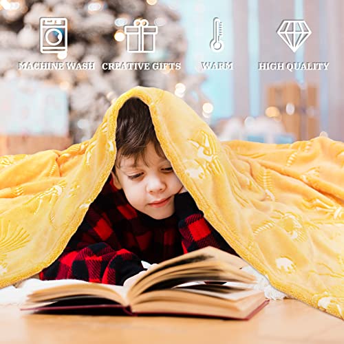 Gitrat Soft Blanket Dinosaur Fleece Blankets Kids Dinosaur Gifts for Boys 50"x60" - color: Yellow Dinosaur, size: Throw Size 50" x 60"(130 x 150 cm)