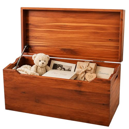 Hope Chest for Family Keepsake & Memory Storage, Fully Assembled, Walnut - color: Keepsake Chest - Walnut