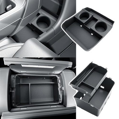 BIBIBO 3Packs for 2026 Hyundai Palisade Center Console Organizer 2026 Hyundai Palisade Calligraphy Console Armrest Tray & Lower Center Console Organizer 2026 Palisade Calligraphy Console Insert Tray - color: Black-(3Pack)