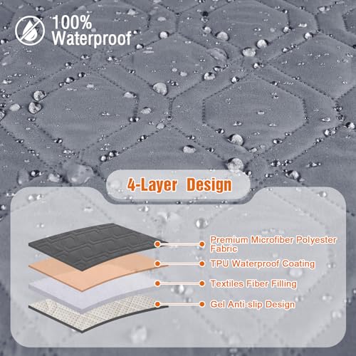 VANSOFY Loveseat Recliner Cover with Console 100% Waterproof Sofa Slipcovers Non-Slip Reclining Couch Cover Split Sofa Covers Furniture Protector for Pets, Dogs(Dark Gray) - color: Dark Gray