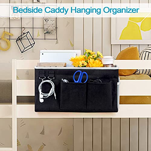 Loghot Bedside Caddy/Bedside Storage Bag Hanging Organizer for Bunk and Hospital Beds,Dorm Rooms Bed Rails,Can be Placed Glasses,Books,Mobile Phones,Keys (2pc Black) - color: 2pc Black