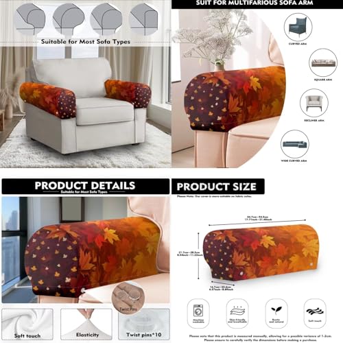 Maple Leaf Sofa Headrest Armrest Cover Set Non Slip Sofa Covers Furniture Slipcovers Soft Breathable Couch Headrest Protector Fade Resistant Print Head Protector Covers - color: Maple Leaf