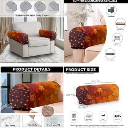 Maple Leaf Sofa Headrest Armrest Cover Set Non Slip Sofa Covers Furniture Slipcovers Soft Breathable Couch Headrest Protector Fade Resistant Print Head Protector Covers - color: Maple Leaf