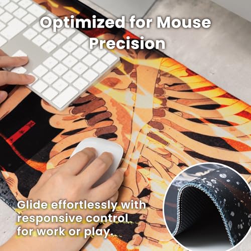 BELLEMOND Japanese Art Desk Mat | Large 31.5x11.8in Anime Mouse Pad for Keyboard & Mouse | Non-Slip Base, Water-Repellent | Original Japanese Design | Yokai Rising - color: Yokai Rising