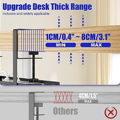 REFLYING Under Desk Cable Management Tray, Metal Long Arms (3.9in), No Drill Mesh Cable Tray, Wire Organizer, 1 Pack, Black