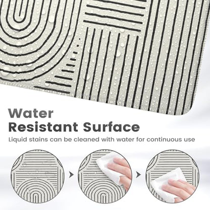 iCasso White Desk Matt for Desktop, Cute Desk Pad Mat, Large Mouse Pad, Anti-Slip Big Mousepad with Stitched Edges, Keyboard Pad for Computer(White) - color: Line-White