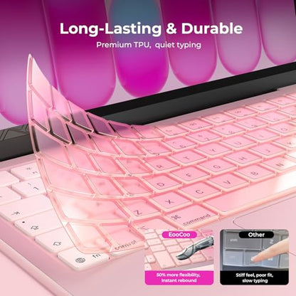 EooCoo Premium Keyboard Cover Skin Protector, Laptop Accessories Compatible with 2026 2025 2024 2023 2022 2021 M5-M1 Pro/Max MacBook Pro 14/16, M5-M2 MacBook Air 13/15, 2026 Mac Neo 13, Blush Clear - color: Blush Clear