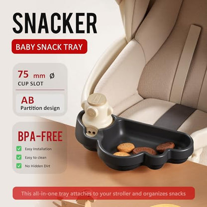 Li & Zhao Universal Stroller Snack Tray Attachment - Universal Snack Tray for Cloud Cup Holder Tray Plastic Accessories for Baby,Toddler(Beige) - color: A-Black