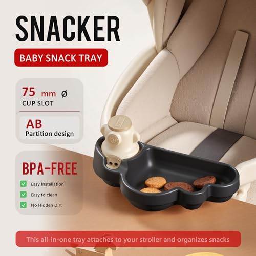 Li & Zhao Universal Stroller Snack Tray Attachment - Universal Snack Tray for Cloud Cup Holder Tray Plastic Accessories for Baby,Toddler(Beige) - color: A-Black