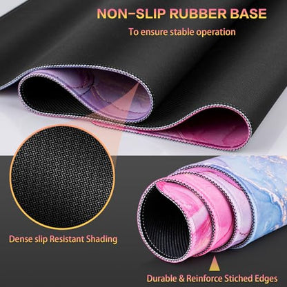 Canjoy Gaming Mouse Pad, Large Extended Mouse Pad Big Computer Mousepad for Home Office Gaming Work 31.5x15.7inch - color: Pink Blue Marble