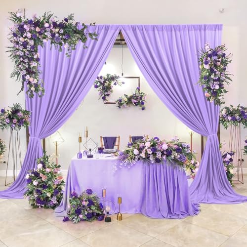 AK TRADING CO. 10 feet x 8 feet IFR Polyester Backdrop Drapes Curtains Panels with Rod Pockets - Wedding Ceremony Party Home Window Decorations - Lavender - color: Lavender