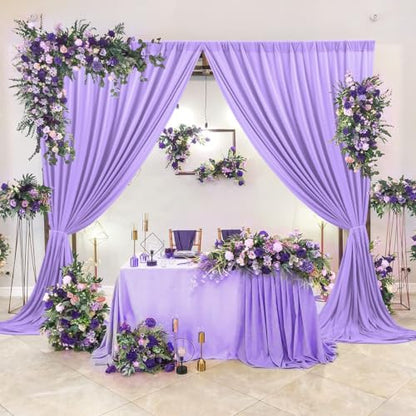 AK TRADING CO. 10 feet x 8 feet IFR Polyester Backdrop Drapes Curtains Panels with Rod Pockets - Wedding Ceremony Party Home Window Decorations - Lavender - color: Lavender