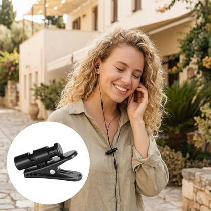 6 Pcs Headphone Clips, Black Headset Cable Clips for Earphone Wire Collar Clamp Clothing Clip Plastic Lapel Mic Clip for 2-4mm Cables