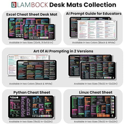 Chat GPT Cheat Sheet Desk Mat | How to Write an Effective Prompt Using Chatgpt, Copilot Cheat Sheet Lambock New Version Large Desk Pad for Keyboard and Mouse | 16x32 in NEW - size: New Version-16x32 in