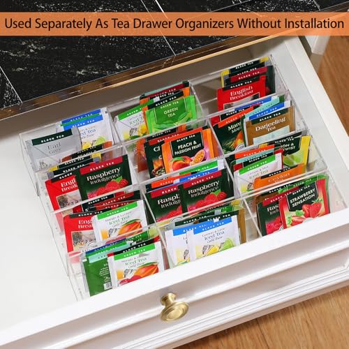 Tea Bag Organizer Holder, Acrylic Tea Packets Storage Box Container Display Stand Rack for Counter Cabinet Countertop Kitchen Office, 4 Tier - size: 4 Tier: 10.4" L X 7.1" W X 10" H
