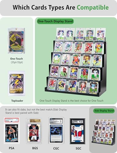 Card Display Stand ,5-Tier Wooden Trading Card Display Case for Graded Cards, Sports Card Display for PSA CGC SGC BGS Slabs