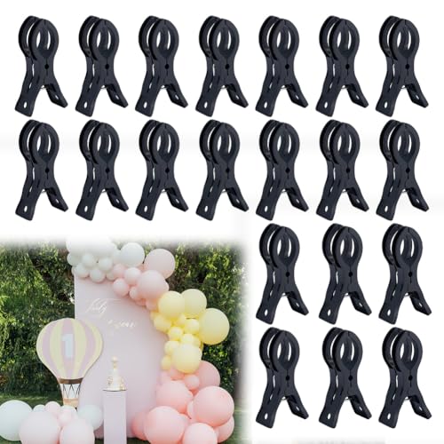 DICOSMETIC 20Pcs Large Balloon Arch Clips 9cm Professional Backdrop Clips Heavy Duty Clip for Crafts Plastic Spring Clamps for Backdrop Stand, Photography, Home Decor, Black - color: Black