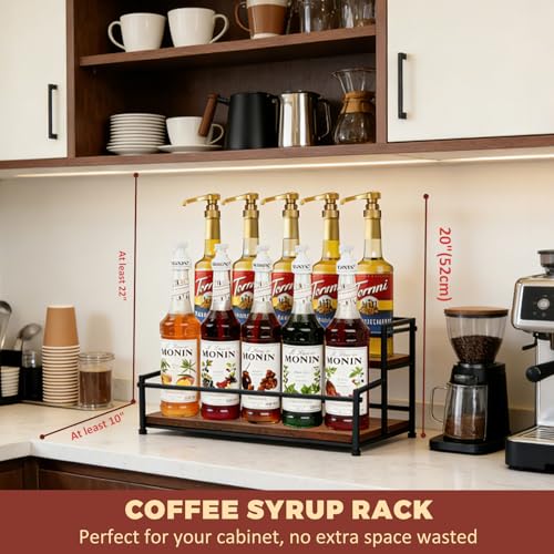 Coffee Syrup Rack Organizer, 2-Tier | Metal Bottle Holder, 10 Bottles Capacity, Rustic Countertop Display Shelf, For Coffee Bar, Kitchen Cabinet, Pantry - color: 2-Tier