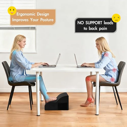 Echaprey Foot Rest for Under Desk at Work,Adjustable Under Desk Footrest Multifunctional 3-Tier Foot Stool with Non-Slip Base and Washable Cover Ergonomic Foot Stool for Office,Home,Car,Travel (Black) - color: Black