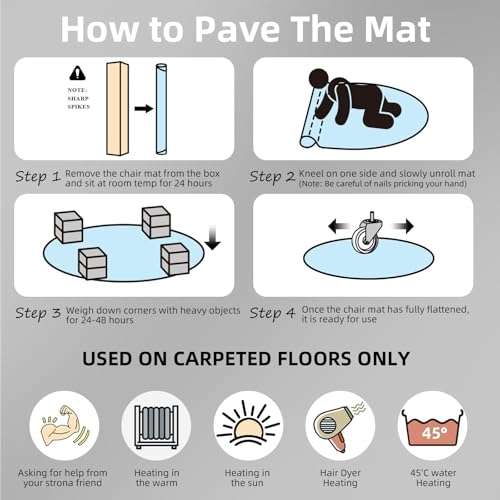 Office Chair Mat for Carpet: 36" x 48" Clear Floor Mats with Lip，Computer Desk Floor Mat -PVC Plastic Rug Carpet Protector Mats for Gaming Chair Under Desk Pad for Rolling Chair，Easy Glide - size: 36" x 48" convex