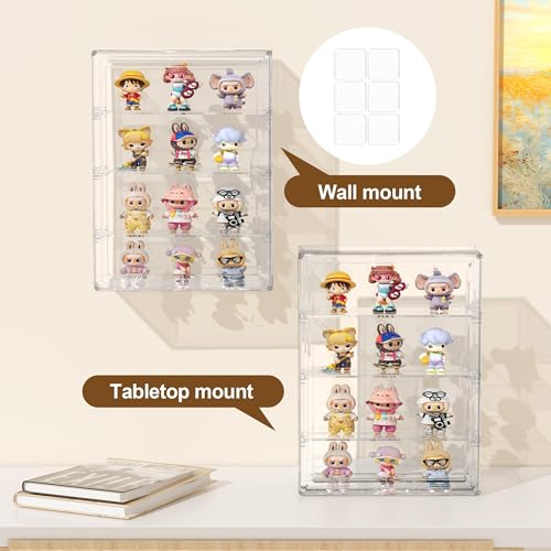 BOHOIDEE 4 Tiers Clear Display Case for Figures, Acrylic Storage Organizers Box with Magnetic Door, Wall-Mounted Dustproof Showcase for Collectibles Action Figure(1PACK, Wall-Mounted Extra Large) - size: Wall-Mounted Extra Large