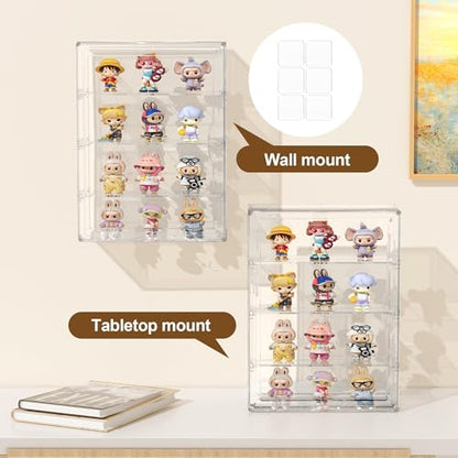BOHOIDEE 4 Tiers Clear Display Case for Figures, Acrylic Storage Organizers Box with Magnetic Door, Wall-Mounted Dustproof Showcase for Collectibles Action Figure(1PACK, Wall-Mounted Extra Large) - size: Wall-Mounted Extra Large