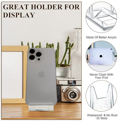 12 Pack Clear Acrylic Desktop Adjustable Display Stand & Book Holder for Phone Magazine Picture Comic Album CD Postcard Artwork Plate Clutch Bag - Home Office back to School