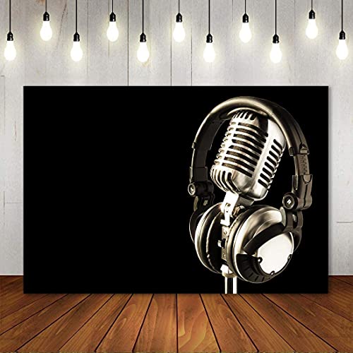 5x3ft Headphones Backdrop Headset Photography Background for Birthday Party Decor Banner Photo Booth Studio Props BJAY10 - size: 5x3FT