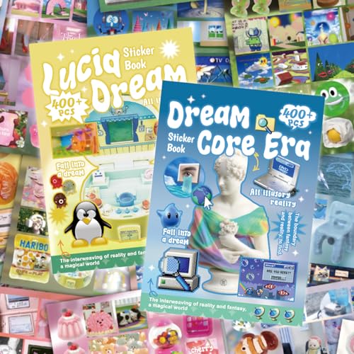 Dream Core Sticker Book 2-Pack, 800+ Vintage Stickers | Surreal retro art for scrapbooks, junk journals, planner decor, collage, vision boards, cards, laptops, gifts, DIY crafts - color: 2pcs Dream