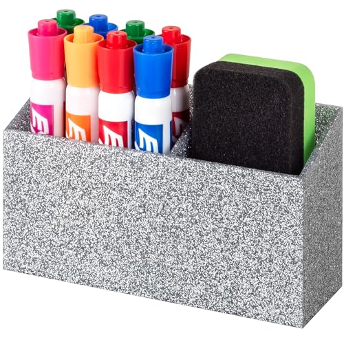 BEYGORM Magnetic Dry Erase Marker Holder for Whiteboard,Non-slip Acrylic Magnet Pen Holder for Fridge Refrigerator,Locker Organizer for Work,Locker Accessories,Pencil Cup for Desk(Silver) - color: Silver