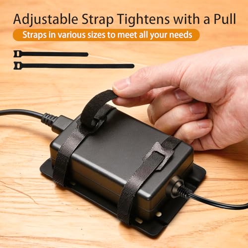 2 Pcs Universal Metal Laptop Charger Holder, Adjustable Under Desk Power Brick Mount Organizer for Charging Bricks & Cables Space Saving Power Adapters Mount, Secure Supply Holder for Chargers,Black - size: Middle