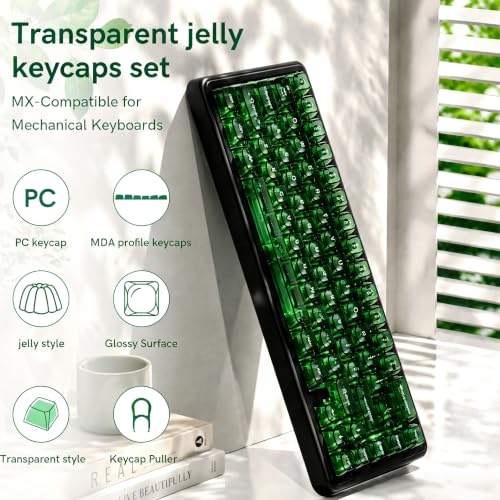 dagaladoo Clear keycaps,Transparent Keyboard keycaps,Jelly Key caps Set,Shine Through keycap，MDA Profile Keyboard caps for Mx Switches Mechanical Keyboard(Dark Green) - color: Dark Green