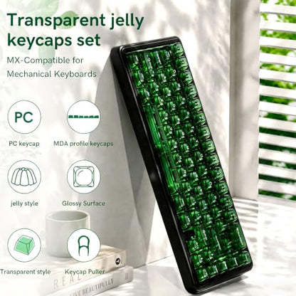 dagaladoo Clear keycaps,Transparent Keyboard keycaps,Jelly Key caps Set,Shine Through keycap，MDA Profile Keyboard caps for Mx Switches Mechanical Keyboard(Dark Green) - color: Dark Green
