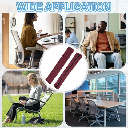 PATIKIL 18x4.3 in Office Chair Armrest Covers, 2 Pair Office Chair Arm Covers Long Computer Chairs Arm Rest Cover with Zipper Removable Rest Slipcover Hand Rest Protector, Burgundy - color: Burgundy, size: 18"