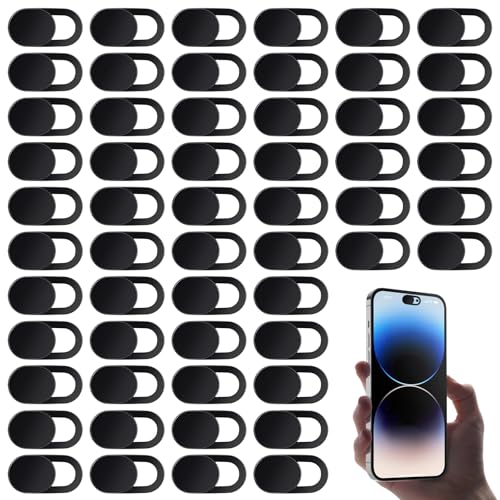 60 Pcs Camera Covers,Ultra Thin Front Camera Cover for Phone, Strong Adhensive Webcam Covers Slide Slide, Phones Cameras Cover, Black ABS Material, Protect Privacy & Security