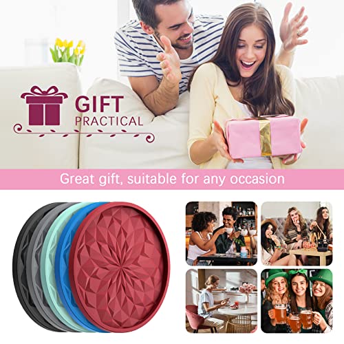 ME.FAN Silicone Coasters with Holder,[6 Pack] Drinking Coasters - Cup Mat for Hot or Cold Drinks, Thickened, Non-Slip, Non-stick,Deep Tray Dusty Rose - color: Dusty Rose