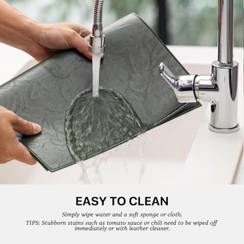 Baroyal Faux Leather Placemats Set of 6 Vinyl Washable Wipeable Table Mats for Kitchen Dining Table Heat Resistant Waterproof Indoor/Outdoor Placemats Non-Slip Easy Clean Place Mats (Olive Green) - color: B-olive Green