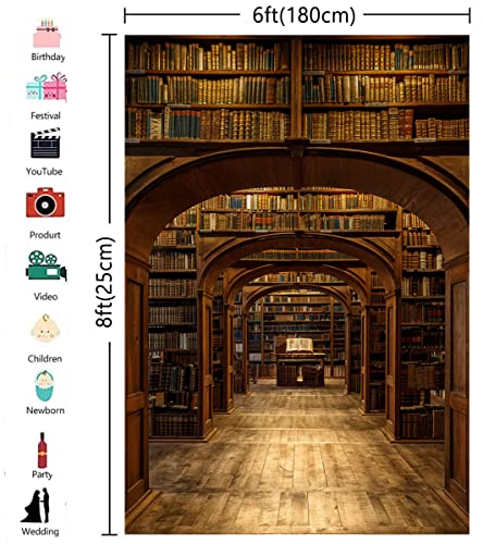 6X8ft Wizard School Backdrop Magic Library Photography Background for Portrait, Wedding, Newborn, Children, Party & Product Photography - size: 6X8ft