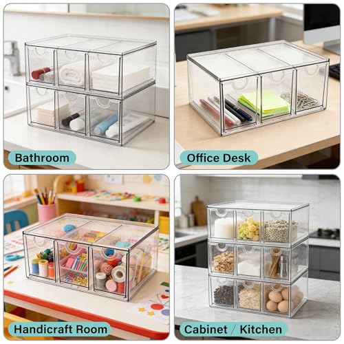 Prsildan Tea Bag Organizer K Cup Holder Drawer Coffee Pods Storage, 2 Pack | Clear Acrylic, Stackable, Pull Out, For Kitchen Office Craft Art Supplies Hair Accessories Makeup Small Items - style: Style3-6Drawers
