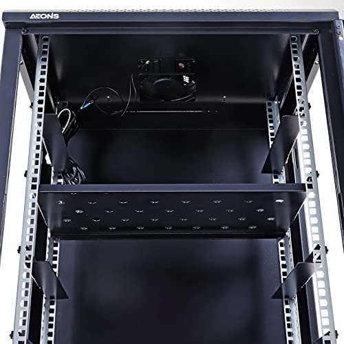 AEONS 15U 19-Inch Professional Wall Mount Network Server Cabinet Enclosure 24” Deep Computer Electronics Data Equipment Rack Vented Door Mid-Depth Black - style: 15U-24"D [Vented]