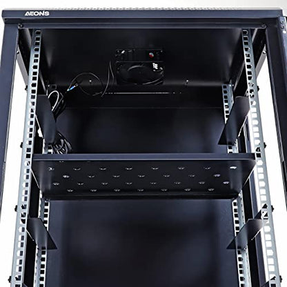 AEONS 15U 19-Inch Professional Wall Mount Network Server Cabinet Enclosure 24” Deep Computer Electronics Data Equipment Rack Vented Door Mid-Depth Black - style: 15U-24"D [Vented]