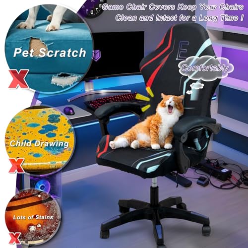 Gaming Chair Covers, 3D Printing One-piece Universal Fit Gaming Chair Seat Cover with Armrest Sloipcover(Color:Style 3) - color: Style 3