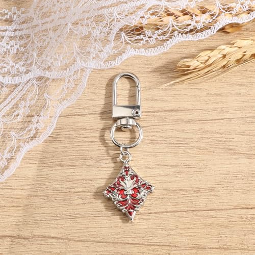 Poker Suit Keychain Club Spade Diamond and Heart Keycharms for Women Unique Game Keyring - color: Diamonds