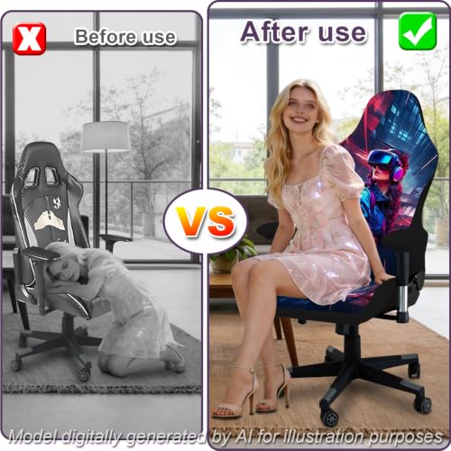 Gaming Chair Covers, 3D Printing Stretchable Soft Non-Slip Easy to Install Gamer Chair Cover with Armrest Cover(No Chair)(D) - color: D