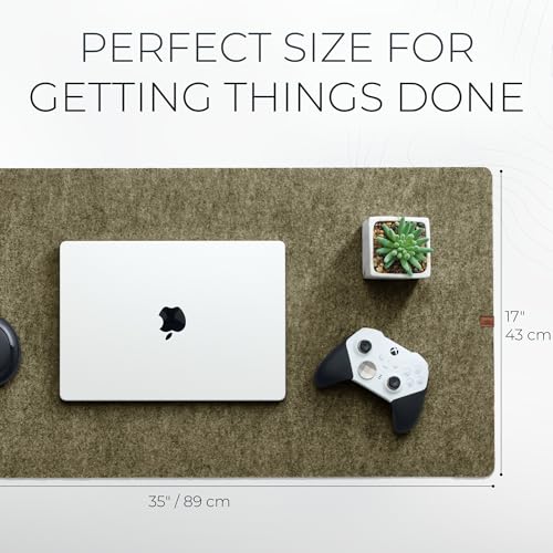 Nordik Large Felt Desk Mat – Timber Moss Green – 35 x 17 inch – Computer Desk Mat – Keyboard and Mouse Pad – Large Desktop Felt Pad - color: Timber Moss