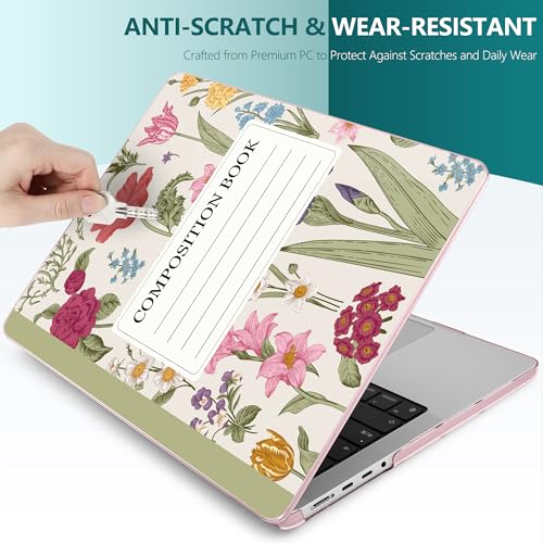DONGKE Case for MacBook Pro 14 Inch (2026-2021 Release, M5 M4 M3 M2 M1 Pro/Max Chip), Plastic Slim Hard Shell Protective Cover with Keyboard Cover & Screen Protector, Green Composition Book - color: Green Composition Book