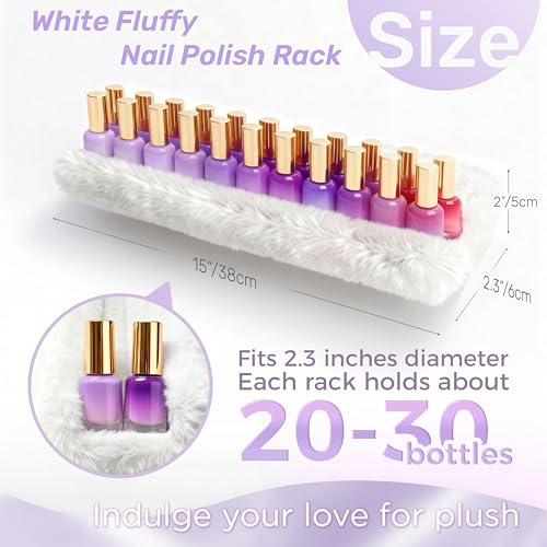 Care&More YJ 15 Inch Nail Polish Shelves, 4-Pack Fluffy Nail Polish Rack for Storing Nail Bottles, Sunglasses, Essential Oils, Plush Soft White - color: White