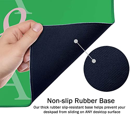 SSOIU Extended Gaming Mouse Pad (35.5x15.7 in), Large Stable Rubber Base Mousepad with Stitched Edges, Keyboard Mouse Mat Desk Pad for Work, Game, Office, Home - AkA 1908 Cool Design Green Color - color: Aka 1908